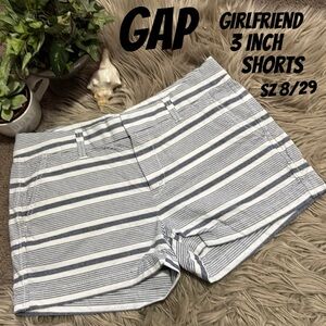 Khakis by GAP Girlfriend 3inch Shorts-Sz 8/29-Cotton-Blue/White Striped
